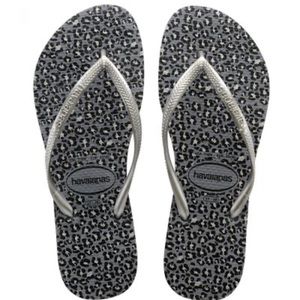 Gray and Black Leopard Havaianas